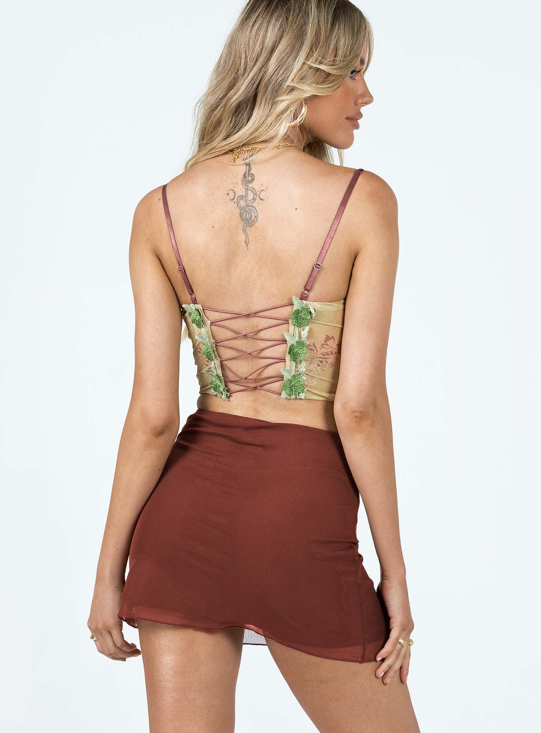 Selby Mesh Mini Skirt Brown