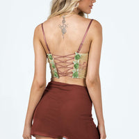 Selby Mesh Mini Skirt Brown