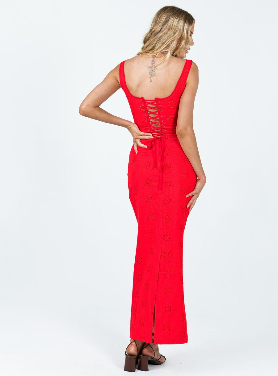 Flowerfields Maxi Skirt Red