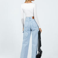 Pimaga Wide Leg Cargo Jeans Light Wash Denim