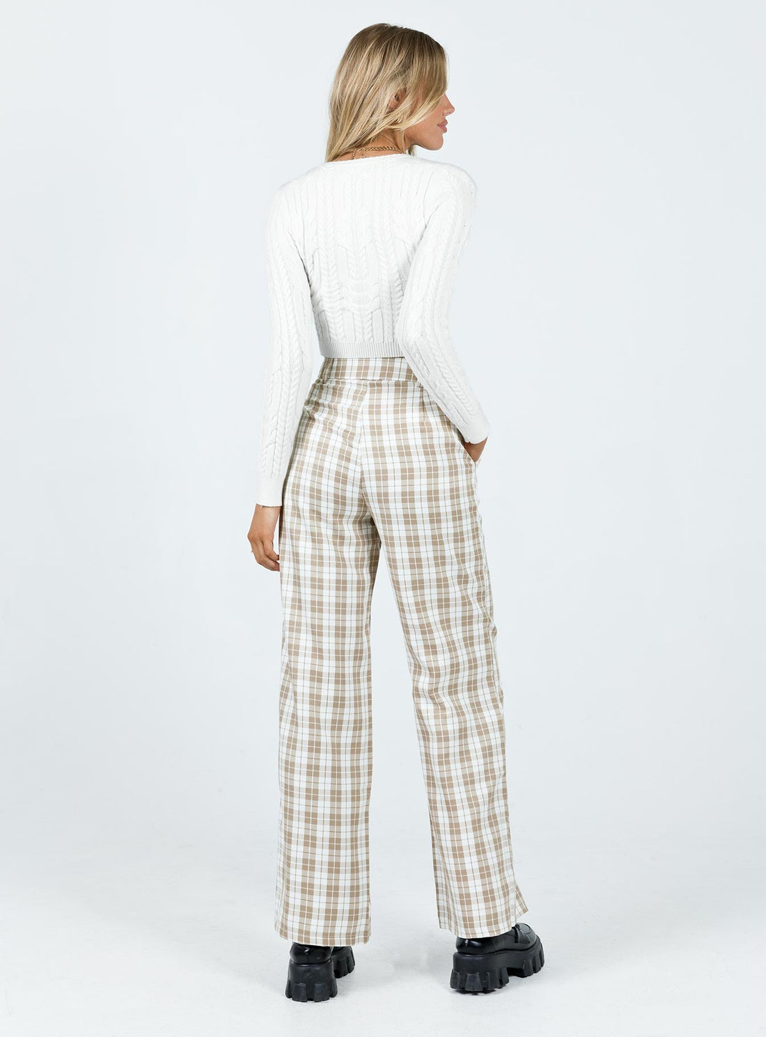 Archer Pants Beige Plaid