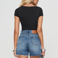 Hayelle Denim Shorts Mid Blue