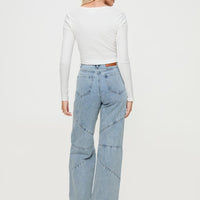 Frenta Moto High Waisted Jeans Angel Blue