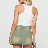 Infinite Love Cargo Mini Skirt Washed Denim