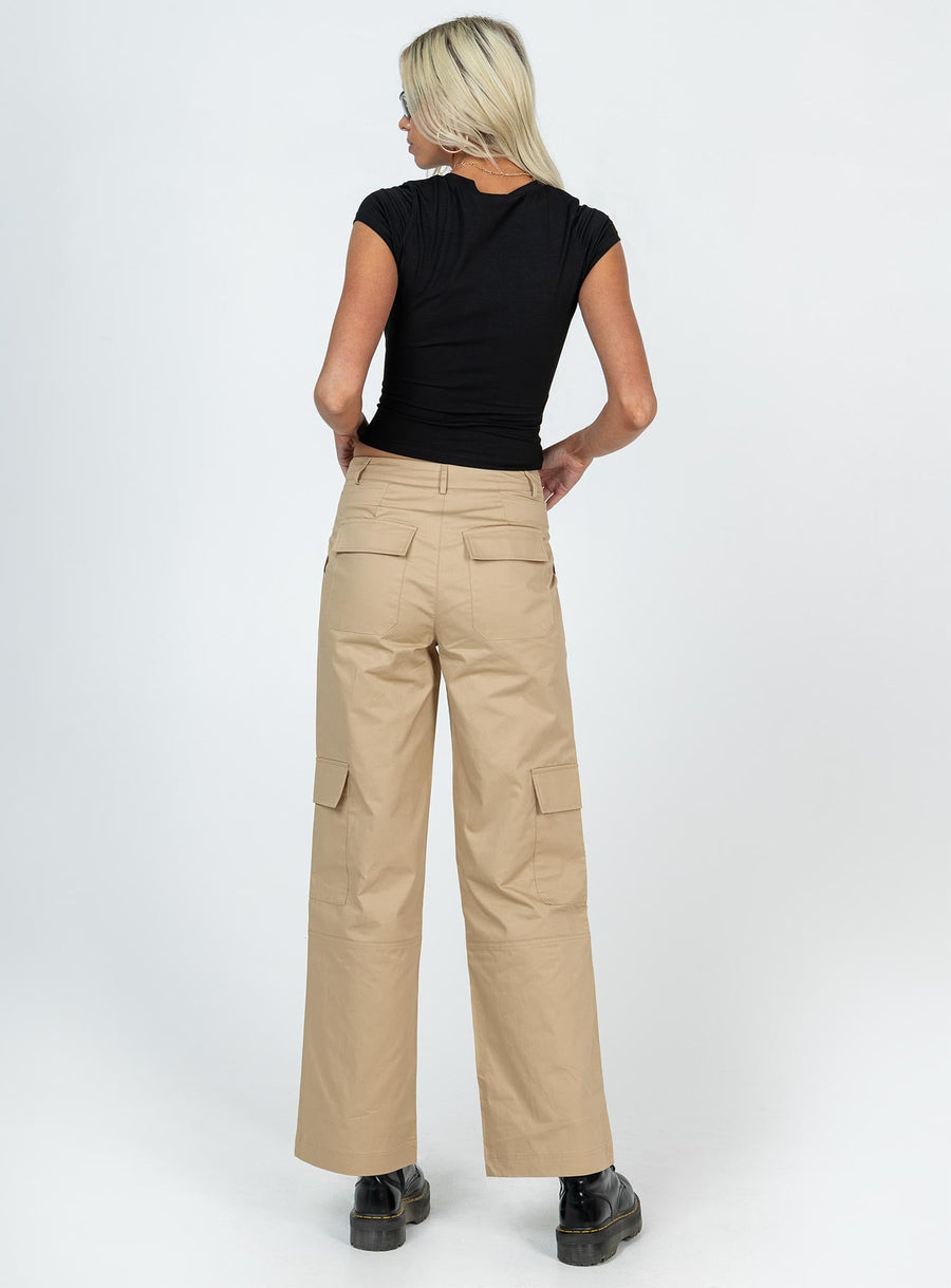 Luna Mid Rise Cargo Pants Beige Tall