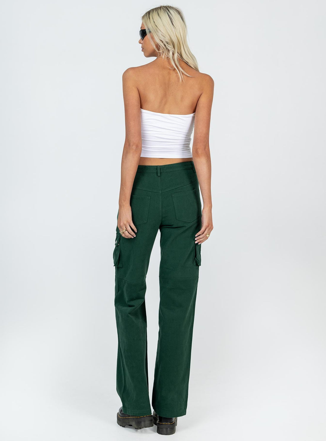 Paige Mid Rise Cargo Jean Denim Green Tall