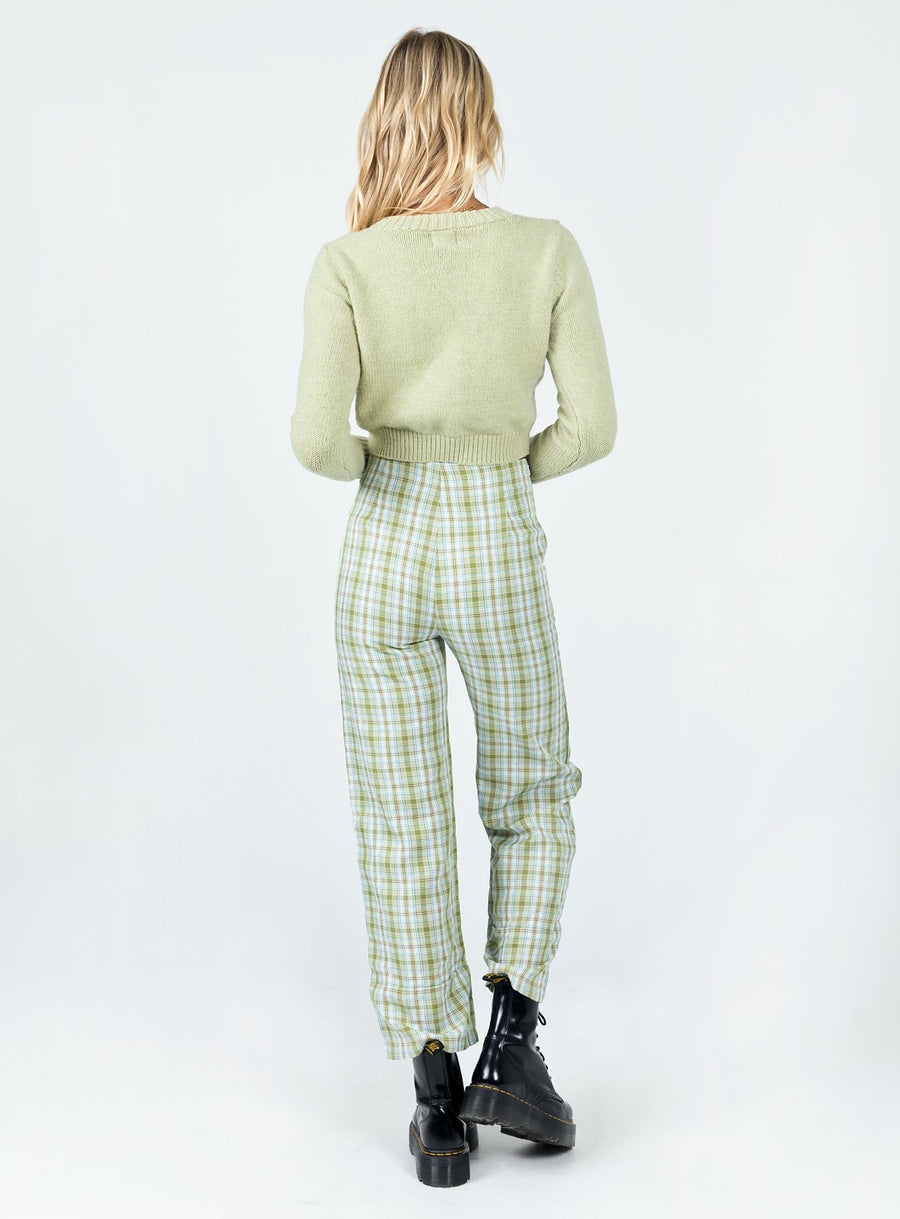 Euros Pants Light Green Check