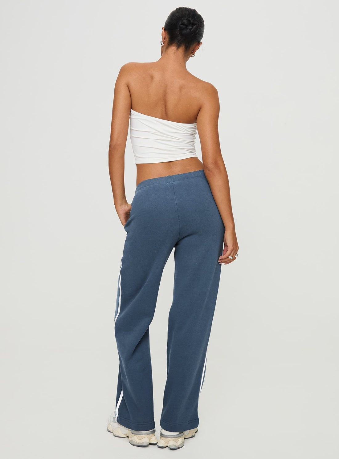 Skiller Side Stripe Track Pants Navy