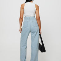 Bansley Double Waistband Jeans Light Denim
