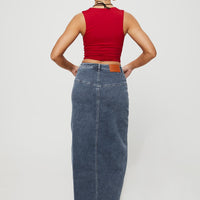 Batkins Maxi Skirt Dark Wash Denim