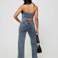 Brunell Asymmetrical Waistband Jeans Mid Wash