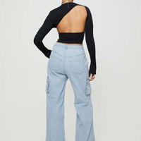 Paige Mid Rise Cargo Jean Light Wash