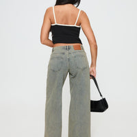Jaycee Low Rise Wide Leg Jeans Antique Wash