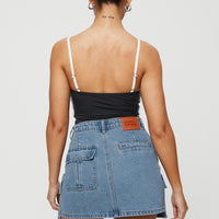 Maberley Denim Mini Skirt Mid Wash