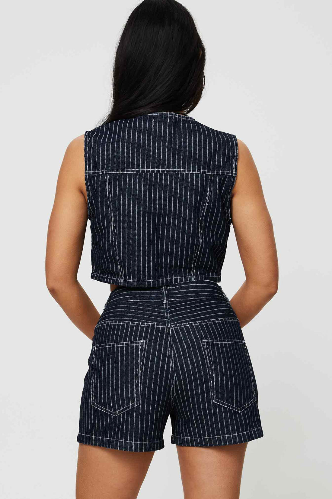 Rathlyn Pinstripe Shorts Dark Denim