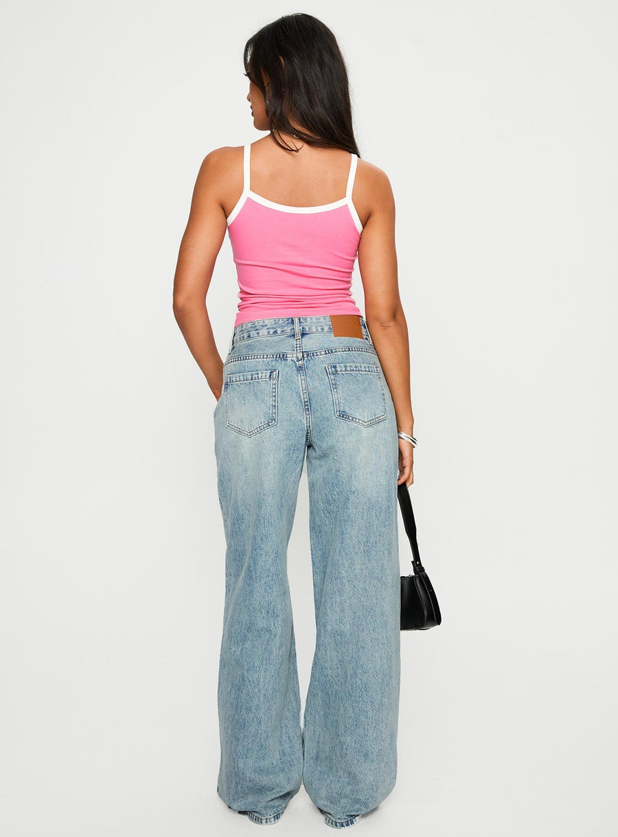 Edge Of Town Mid Rise Straight Leg Jeans Vintage Blue