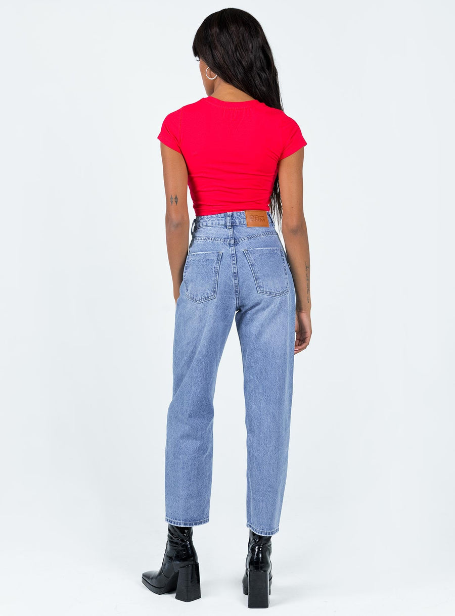 Leta Straight Leg Denim Jeans Mid Blue