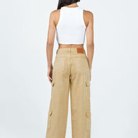 Locksley Mid Rise Baggy Cargo Jeans Beige