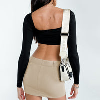 Motel Wahip Mini Skirt In Soft Tailoring Beige