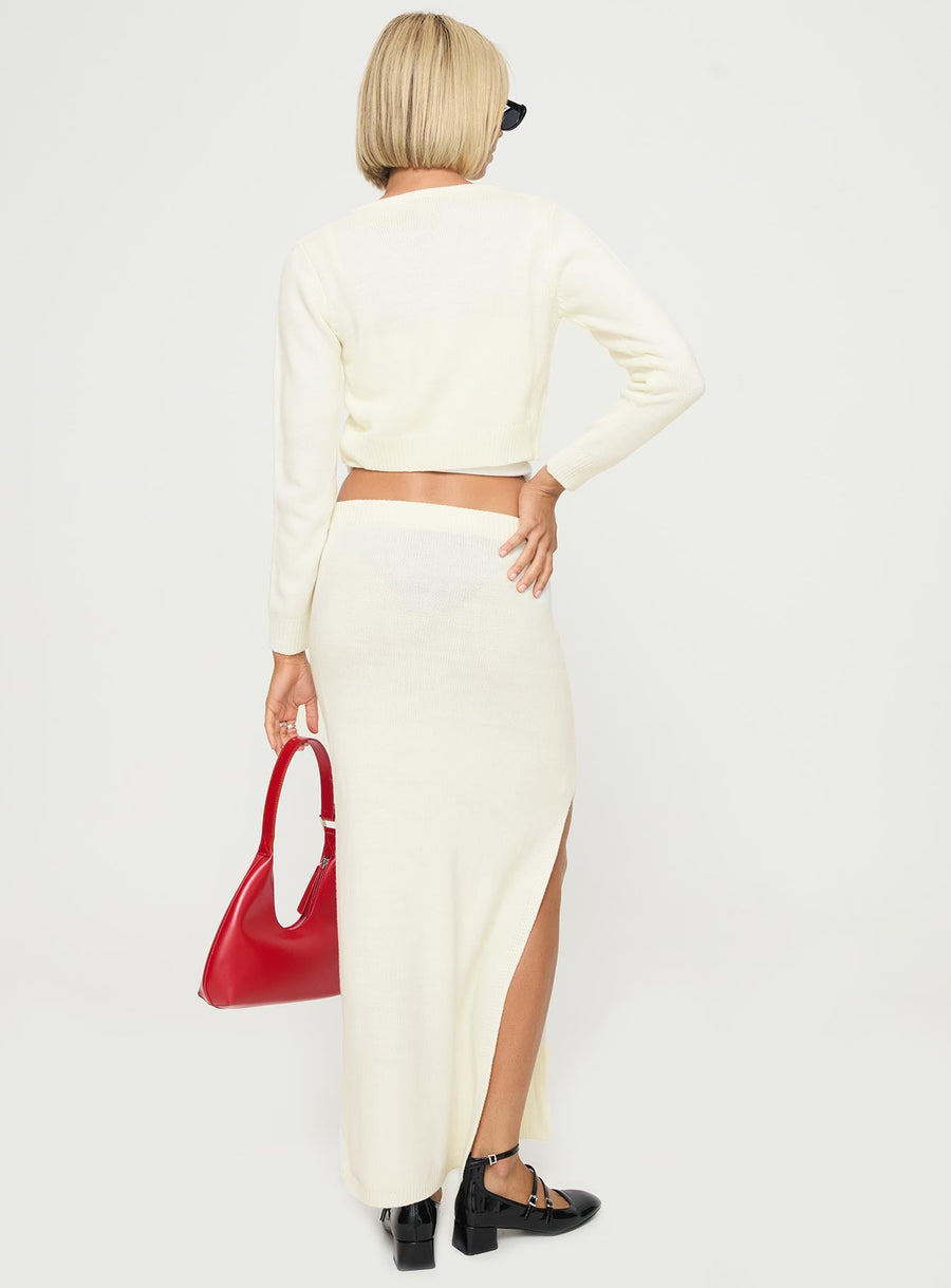 Collase Knit Maxi Skirt Cream