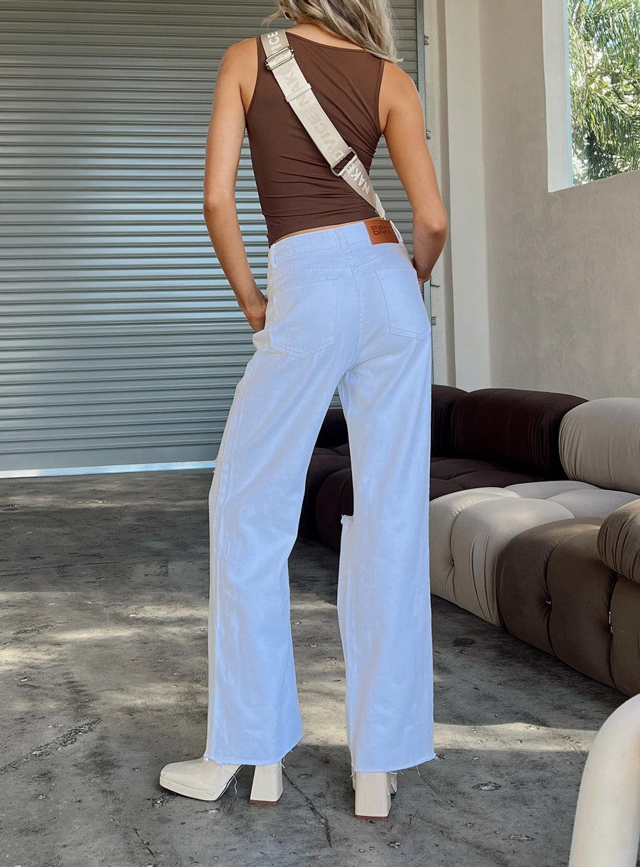 Meliana Wide Leg Denim Jeans White