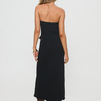 Ermias Linen Blend Midi Skirt Black