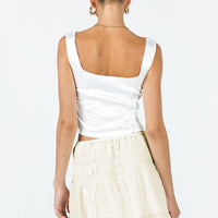 Crinkle Cotton Mini Skirt Ivory