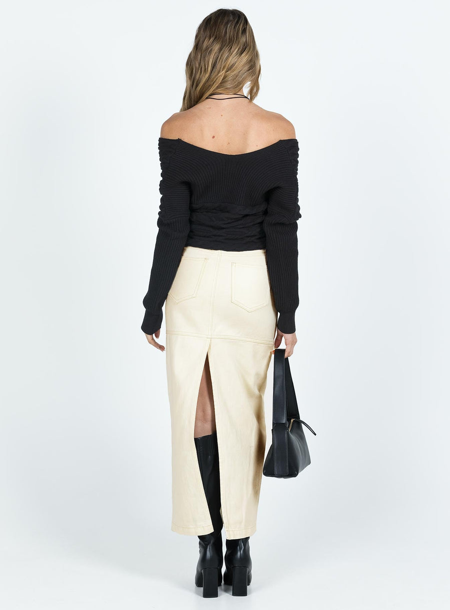 Markanna Denim Midi Skirt Cream