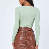 Davis Ruched PU Mini Skirt Brown
