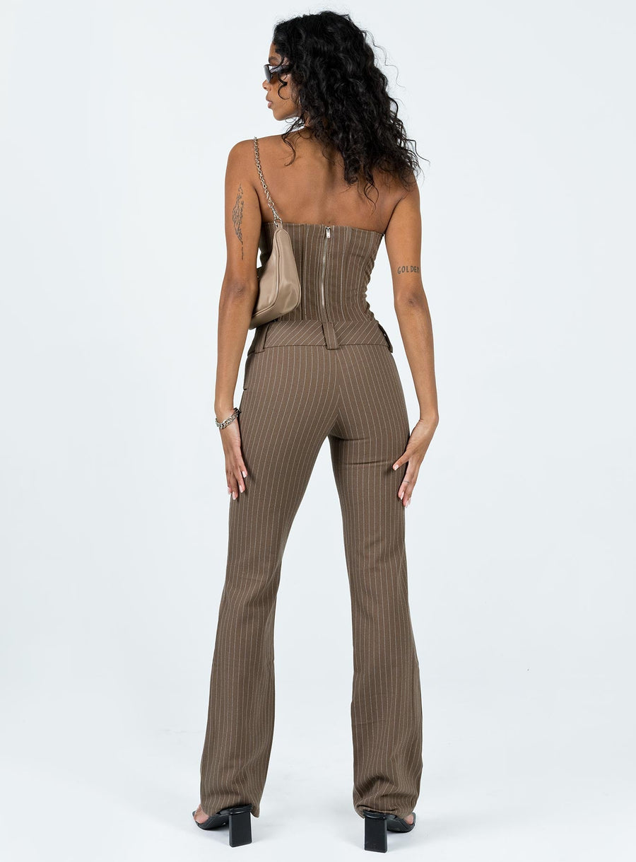 Motel Navida Trouser Pinstripe Brown