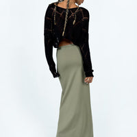 Karley Low Waist Maxi Skirt Green