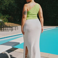 Santorini Knit Maxi Skirt White Curve