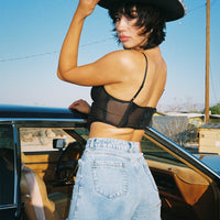 On Tour Denim Mom Shorts Light Blue