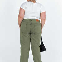 Holly Asymmetric Straight Leg Jean Green Denim Curve