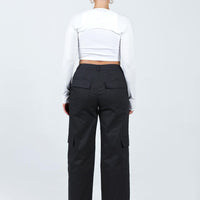 Luna Mid Rise Cargo Pants Black