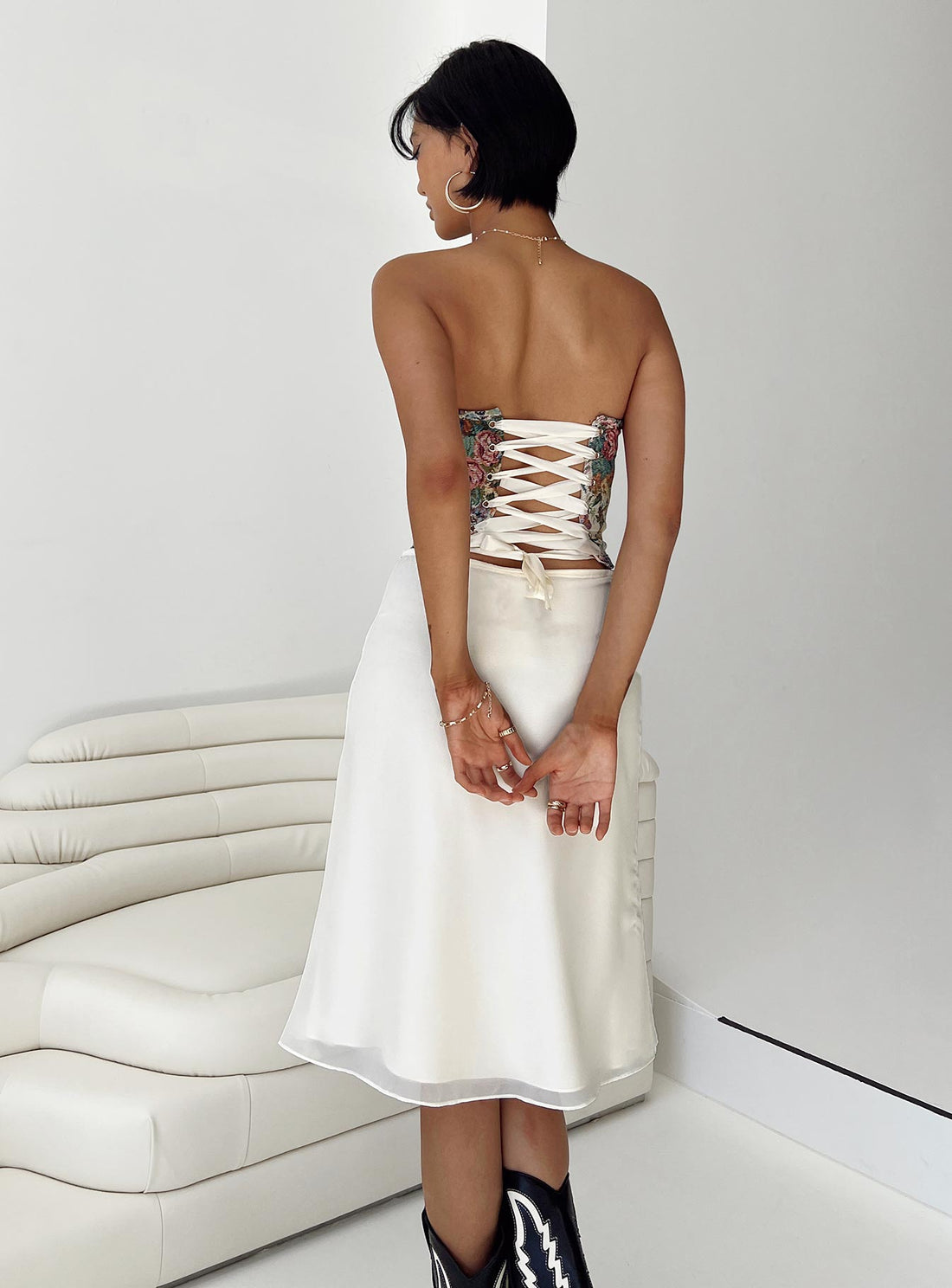 Delvie Midi Skirt Ivory