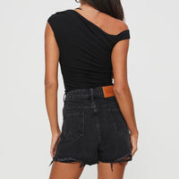 Laurena Denim Shorts Washed Black
