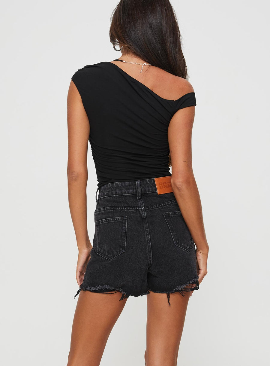Laurena Denim Shorts Washed Black