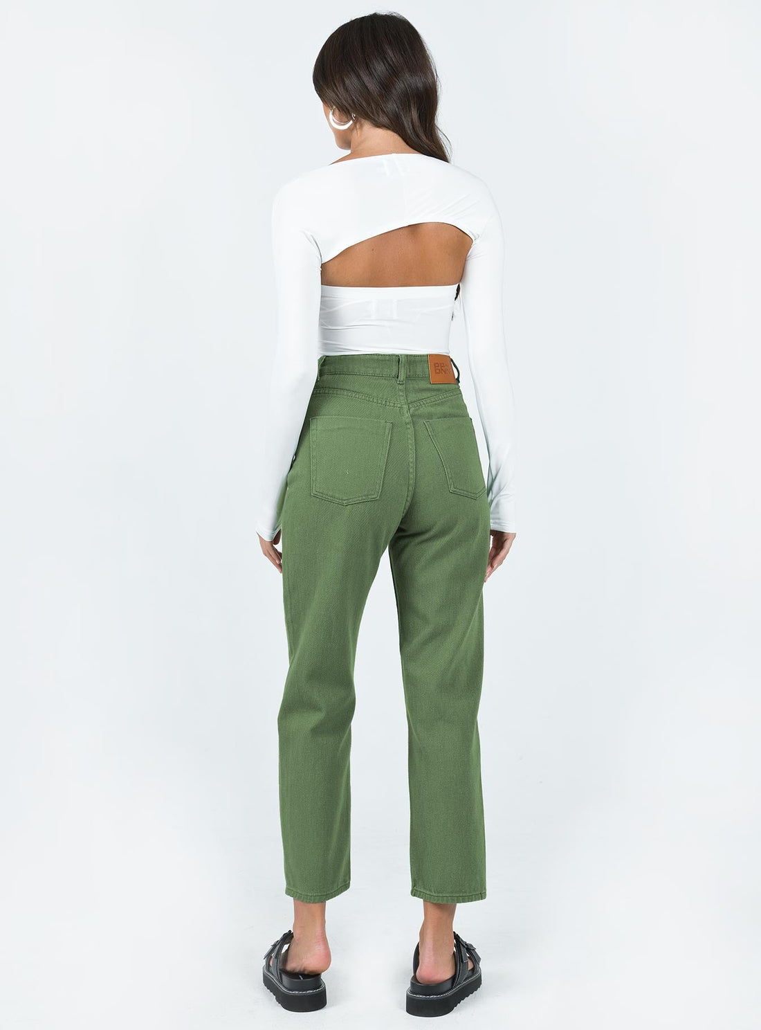 Leta Straight Leg Denim Jeans Khaki