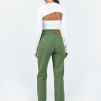 Leta Straight Leg Denim Jeans Khaki