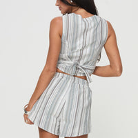 Flutters Shorts White / Blue Stripe