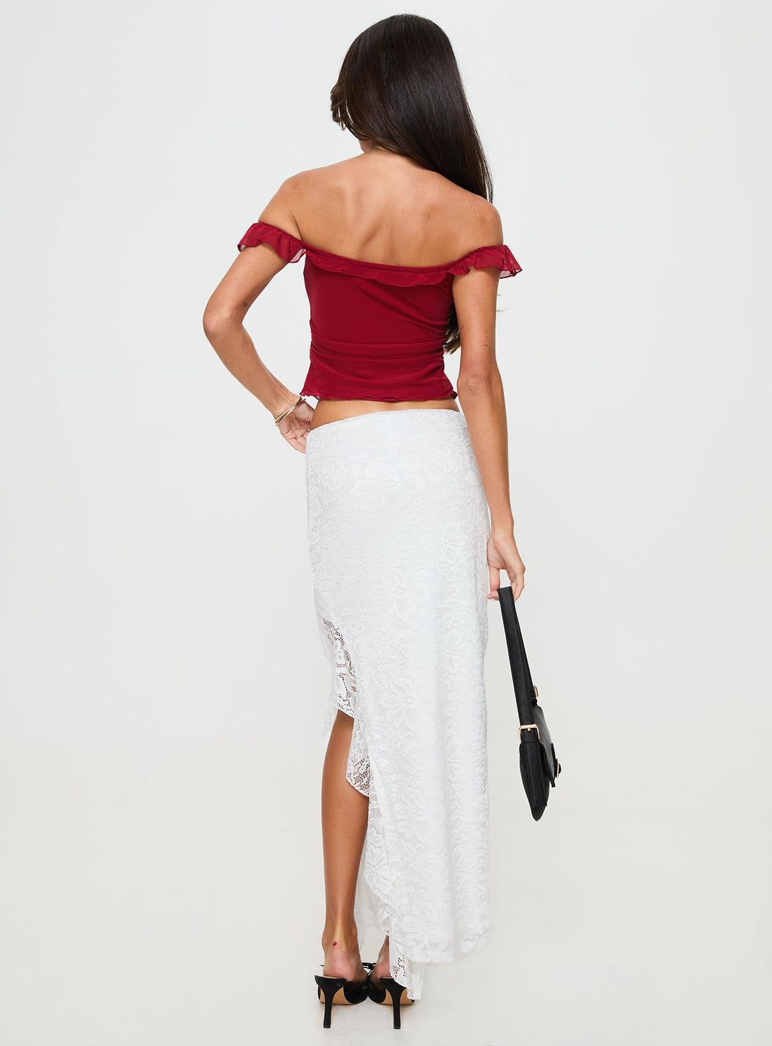 Patisserie Lace Maxi Skirt White