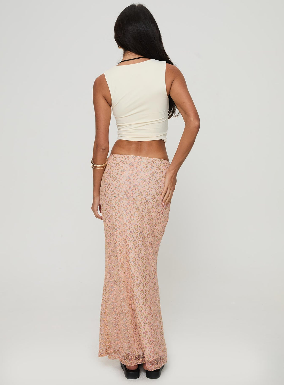 Gallego Lace Maxi Skirt Pink