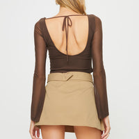 Lio Pleated Mini Skirt Beige