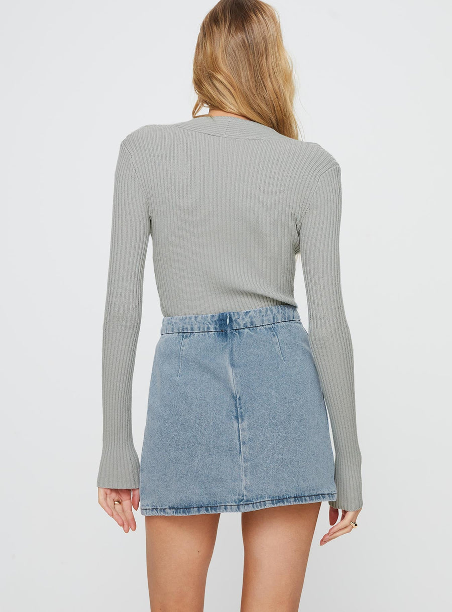 Lolita Mini Skirt Mid Wash Denim