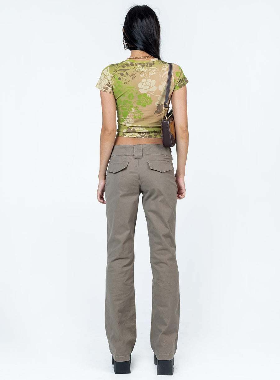 Bass Drop Mid Rise Bootleg Pant Khaki