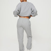 Princess Polly Track Pants Cursive Text Grey Marle/ Red