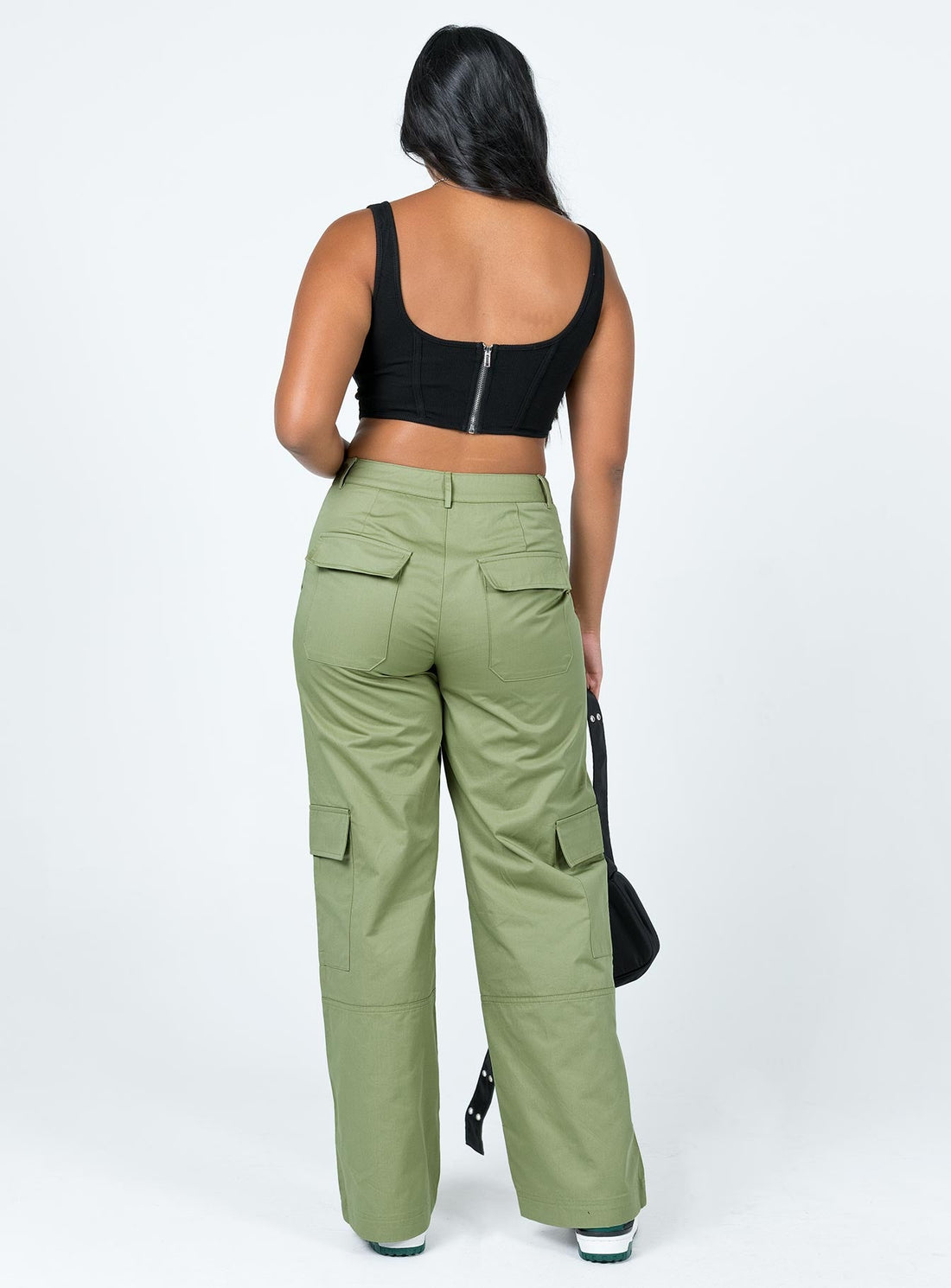 Luna Mid Rise Cargo Pants Green