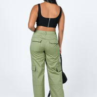 Luna Mid Rise Cargo Pants Green