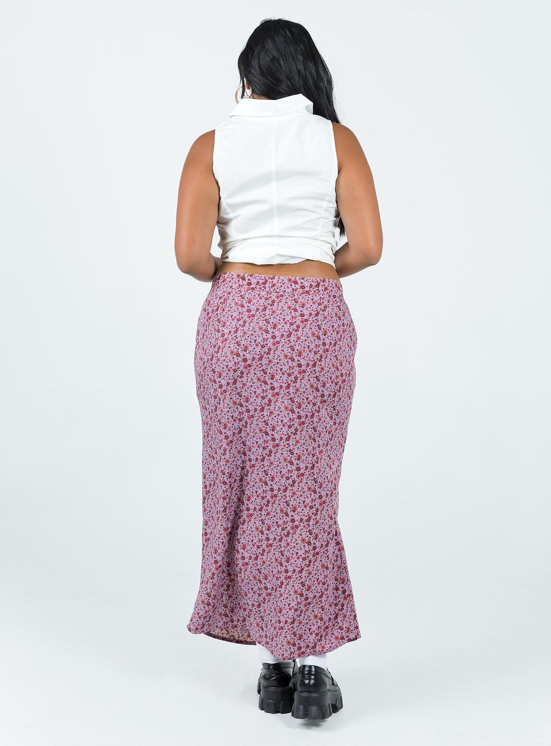 Motel Relow Skirt 90S Floral Burgundy